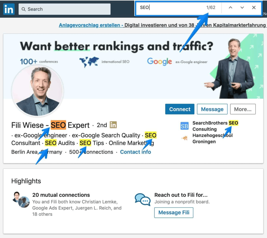 how to make my linkedin profile visible on google