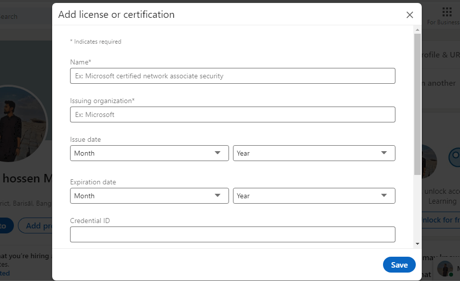 how to add aws certification to linkedin