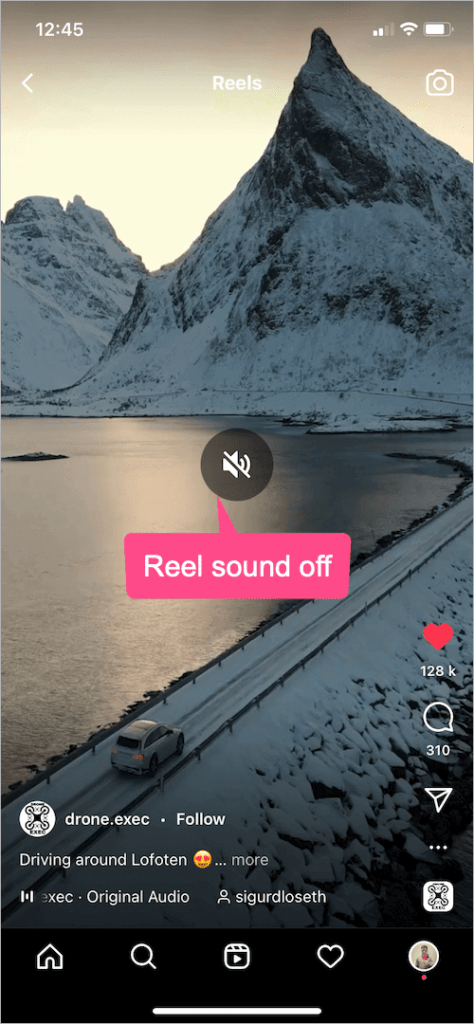 how to turn sound off on instagram reels