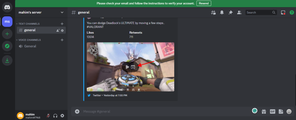 how to play twitter videos in discord