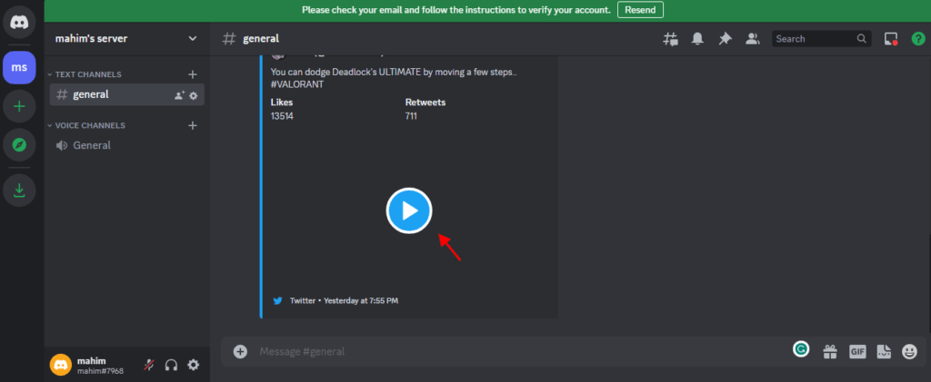 how to play twitter videos in discord