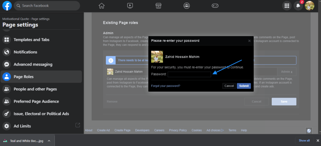 how to unlink a facebook page from my personal account