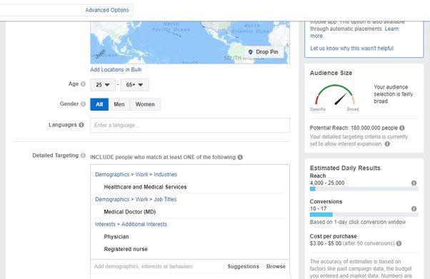 how to target doctors on facebook