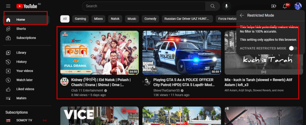 how to disable restricted mode on youtube
